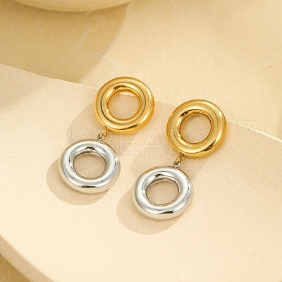 304 Stainless Steel Enamel Dangle Stud Earrings EJEW-K315-07G-1