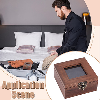 1Pc Wooden Pocket Watch Storage Boxs with Visible Window AJEW-UN0002-62-1