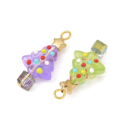 Handmade Bumpy Baking Paint Glass Pendants PALLOY-JF06038-1