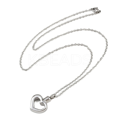 304 Stainless Steel Heart Pendant Pet Urn Ashes Necklaces LS-NJEW-S455-03P-1