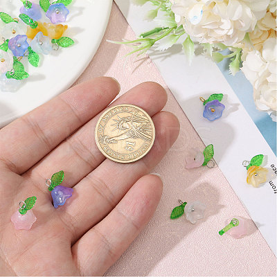 100Pcs 10 Colors Glass Flower of Life Charms FIND-CA0009-01-1