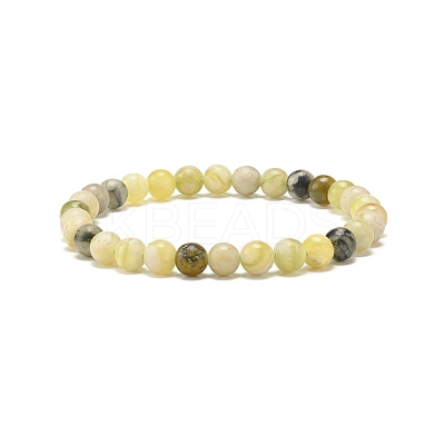 Natural Qinghua Jade Round Beaded Stretch Bracelet BJEW-JB07554-01-1