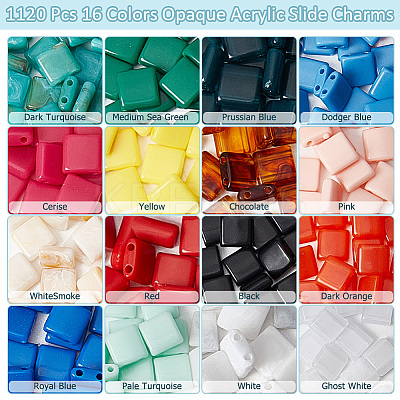1120Pcs 16 Colors Opaque Acrylic Slide Charms OACR-NB0001-49-1