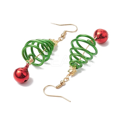 Aluminum Wire Wrapped Christmas Tree Dangle Earrings EJEW-JE05829-01-1