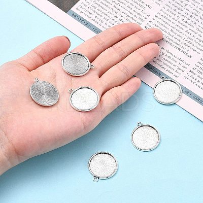 Tibetan Style Antique Silver Alloy Flat Round Pendant Cabochon Settings LS-TIBEP-M022-45AS-1