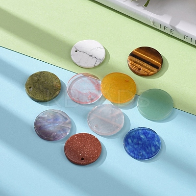 10Pcs 10 Style Mixed Gemstone Pendants G-CJ0001-32-1
