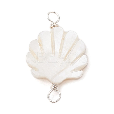 Natural Freshwater Shell Connector Charms PALLOY-JF02442-02-1