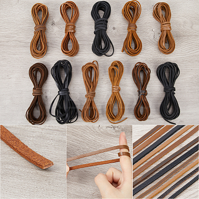 Flat Cowhide Leather Jewelry Cord LC-GF0001-10A-02-1
