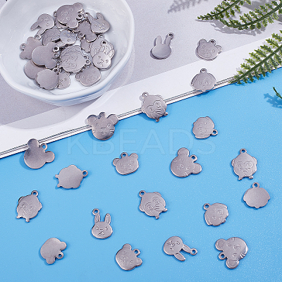 40Pcs 5 Style 201 Stainless Steel Charms STAS-DC0008-71-1
