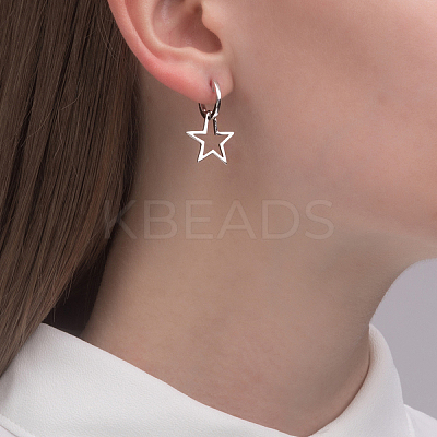 Simple Daily Wear Sterling Silver Star Hoop Earrings Fashionable and Versatile BO3781-1
