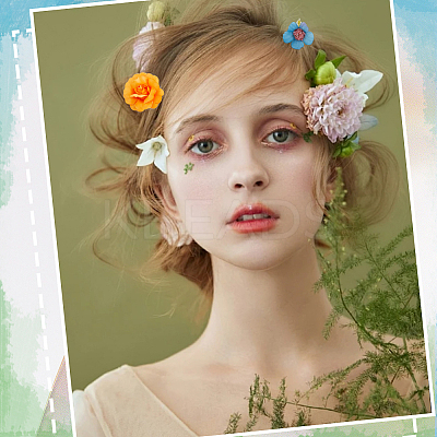 174Pcs 13 Styles Artificial Flower Head AJEW-SP0002-83-1