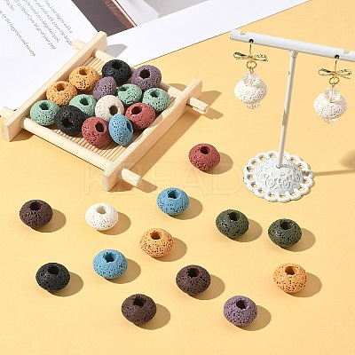 40Pcs 10 Colors Natural Lava Rock European Beads G-YW0003-01-1