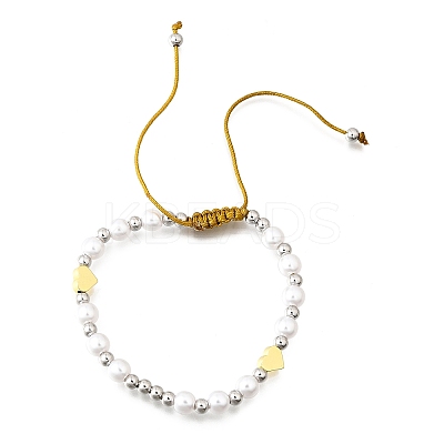 ABS Imitation Pearl Beads Braided Bead Bracelets for Women BJEW-D317-09B-PG-1