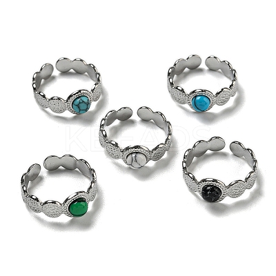 304 Stainless Steel Open Cuff Rings STAS-Z060-15P-1