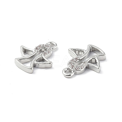 Brass Micro Pave Clear Cubic Zirconia Charms KK-E068-VF259-1