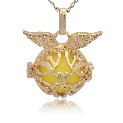 Golden Tone Brass Cage Pendants KK-J213-16G-1