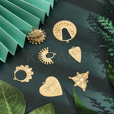 20Pcs 10 Style Brass Pendants KK-CA0002-35-1