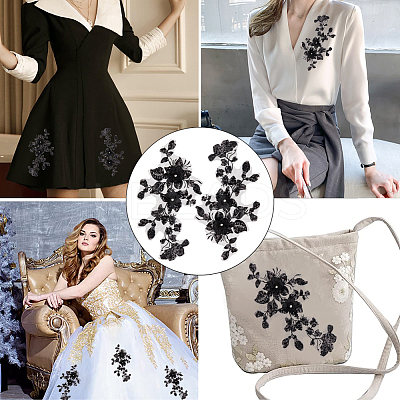 3D Flower Polyester Embroidery Sew on Appliques PATC-WH0012-33A-1