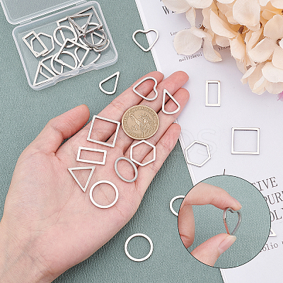 32Pcs 8 Style 304 Stainless Steel Linking Rings STAS-UN0020-52P-1