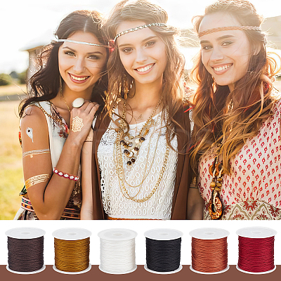 6 Rolls 6 Colors Nylon Braided Cord NWIR-PH0002-27B-1