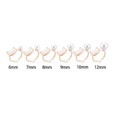 Cat Shape Brass Shell Cuff Ring Settings KK-T076-65G-1