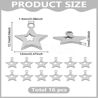16Pcs 304 Stainless Steel Charms STAS-LP0003-43-1
