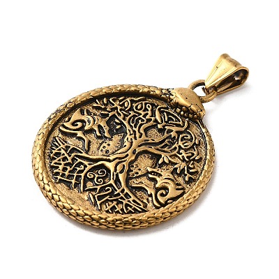 304 Stainless Steel Big Pendants STAS-D091-12AG-1