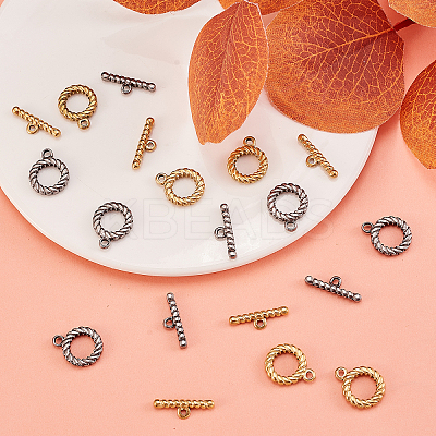 10Set 2 Colors Ion Plating(IP) 304 Stainless Steel Toggle Clasps STAS-CJ0001-205-1