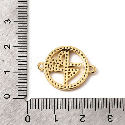 Brass Micro Pave Clear Cubic Zirconia Ring with Fe Faith Connector Charms KK-I360-044G-1