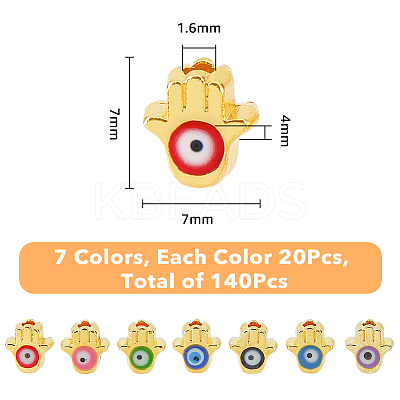 140Pcs 7 Colors Alloy Enamel Beads FIND-FH0007-60-1