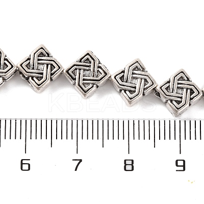 Tibetan Style Rhombus Alloy Bead Strands TIBEB-O007-05-NR-1
