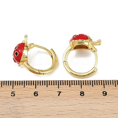 Ladybird Brass Micro Pave Cubic Zirconia Hoop Earrings EJEW-S277-02G-1