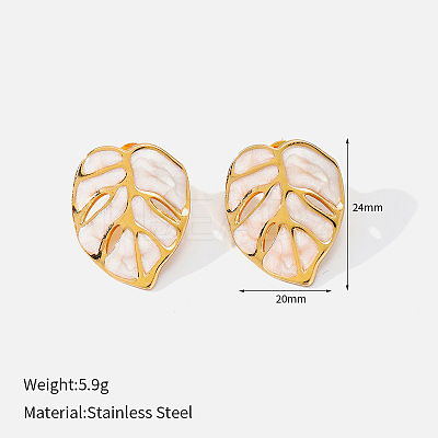 304 Stainless Steel Enamel Stud Earrings for Women WGF8C1A-01-1