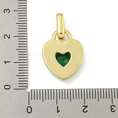 Rack Plating Heart Brass & Cubic Zirconia & Enamel Pendants KK-Z053-28G-1