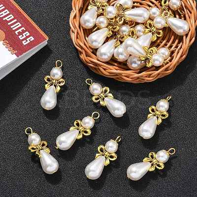 20Pcs Imitation Pearl Acrylic & Alloy Pendants PALLOY-JF03896-1