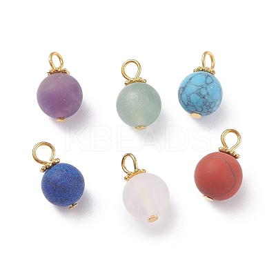 Frosted Natural & Synthetic Gemstone Charms PALLOY-JF01386-1