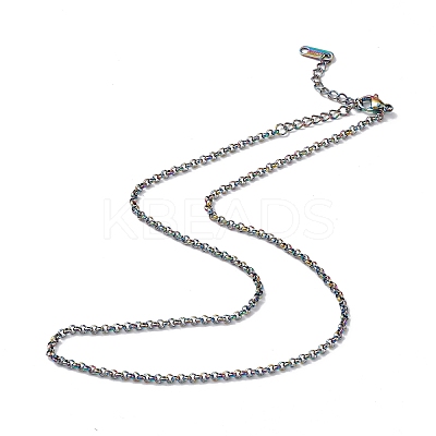 Ion Plating(IP) 304 Stainless Steel Rolo Chain Necklace for Men Women NJEW-K245-022D-1