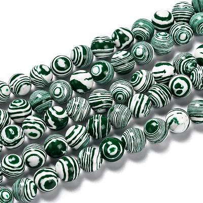 Synthetic Malachite Beads Strands G-I199-32-10mm-F-1