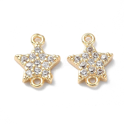 Brass Micro Pave Clear Cubic Zirconia Connector Charms FIND-Z029-09G-1