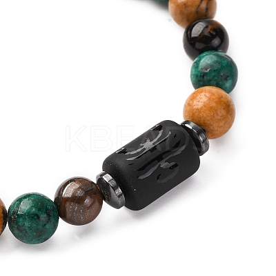 12 Constellations Natural Tiger Eye & Picture Jasper & Agate & Black Onyx Round Beaded Stretch Bracelets for Men Women WGB9E7C-10-1