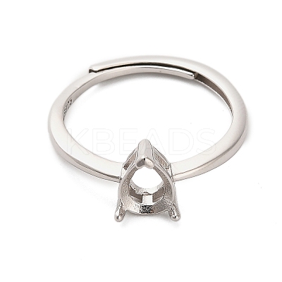 Rhodium Plated 925 Sterling Silver Adjustable Solitaire Ring Settings STER-NH0016-01A-P-1