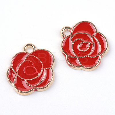 Light Gold Alloy Enamel Pendants ENAM-Q032-06E-1