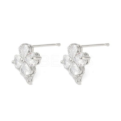 Brass Micro Pave Cubic Zirconia Stud Earring Findings LS-KK-Z094-07P-1