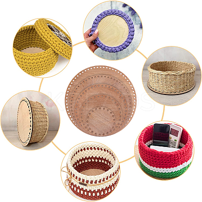 Wooden Crochet Basket Bottoms Set DIY-WH0019-97-1