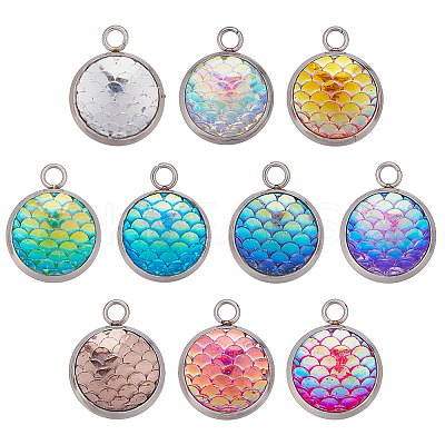 40Pcs 10 Colors Resin Pendants RESI-GO0001-09-1
