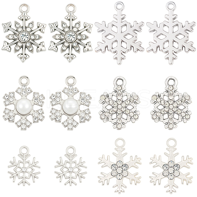 36Pcs 6 Styles Alloy Rhinestone Pendants FIND-SC0020-06-1