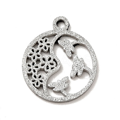 Non-Tarnish 304 Stainless Steel Textured Pendants STAS-J040-05B-P-1