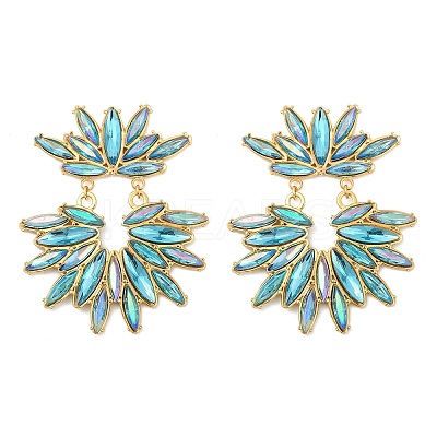 304 Stainless Steel Glass Stud Earrings for Women EJEW-M095-14G-01-1