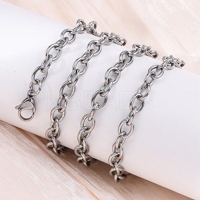 201 Stainless Steel Cable Chain Necklaces NJEW-Q013-12A-P-1