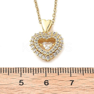 Heart 304 Stainless Steel Micro Pave Cubic Zirconia Pendant Necklaces for Women LS-NJEW-D288-05G-1